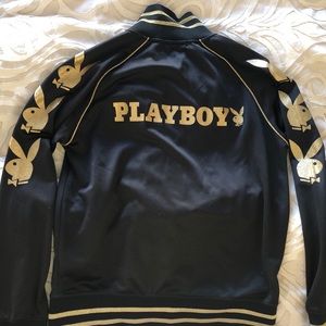 EXTREMELY RARE!! Metallic Gold and Black Vintage Playboy Track Jacket.